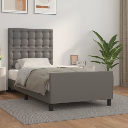 Рамка за легло с табла, сива, 80x200 см, изкуствена кожа