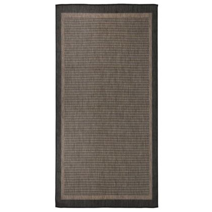 Градински плоскотъкан килим, 100x200 см, тъмнокафяв