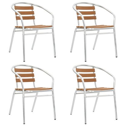 Стифиращи градински столове, 4 бр, алуминий и WPC, сребристи