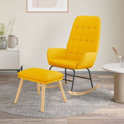 Люлеещ стол с табуретка, горчица жълто, текстил