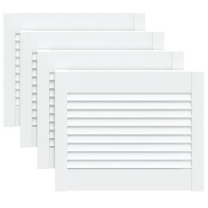 Врати за шкафове решетен дизайн 4 бр бял 39,5x49,4 см бор масив