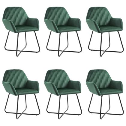 Трапезни столове, 6 бр, зелени, кадифе