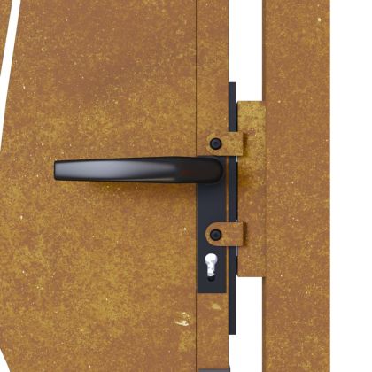 Градинска порта 100x200 см, дизайн с кортен стомана и трева