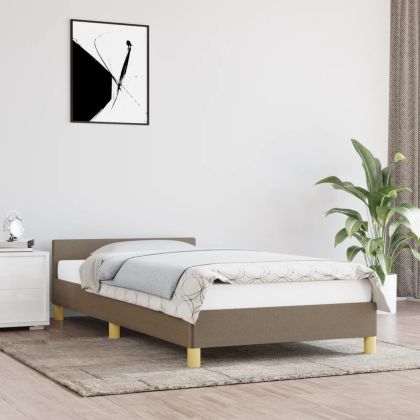Рамка за легло с табла, таупе, 100x200 см, плат