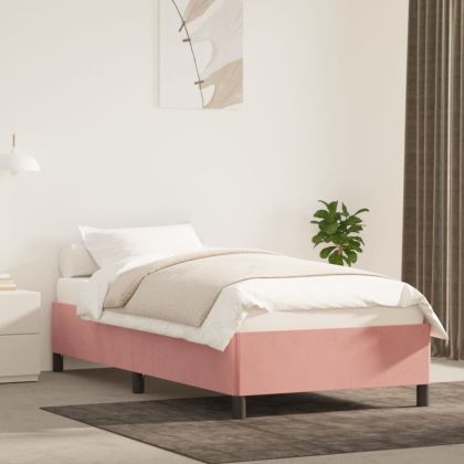 Рамка за легло, розова, 90x190 см, кадифе