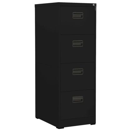 Шкаф за папки, черен, 46x62x133 cм, стомана