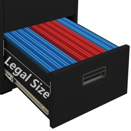 Шкаф за папки, черен, 46x62x133 cм, стомана