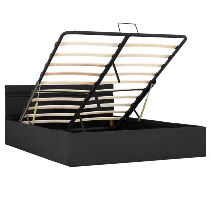 Легло с повдигащ механизъм и LED тъмносиво текстил 140x200 см