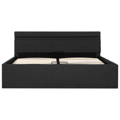 Легло с повдигащ механизъм и LED тъмносиво текстил 140x200 см