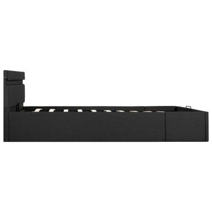 Легло с повдигащ механизъм и LED тъмносиво текстил 140x200 см