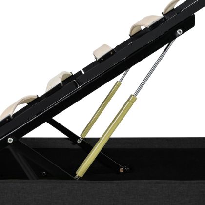 Легло с повдигащ механизъм и LED тъмносиво текстил 140x200 см