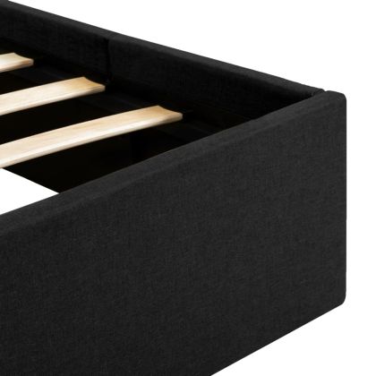 Легло с повдигащ механизъм и LED тъмносиво текстил 140x200 см