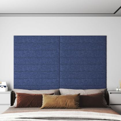 Стенни панели, 12 бр, сини, 90x15 см, плат, 1,62 м²