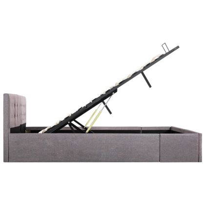 Легло с повдигащ механизъм, таупе, текстил, 160x200 см