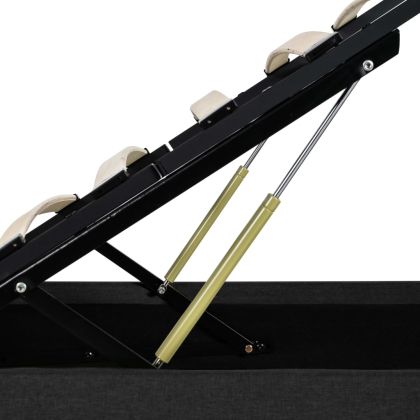 Легло с повдигащ механизъм и LED тъмносиво текстил 100x200 см