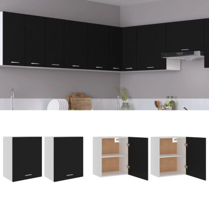 Висящи шкафове, черни, 2 бр, 50x31x60 см, инженерно дърво