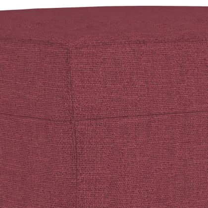 Комплект дивани от 3 части с възглавници, виненочервен, плат