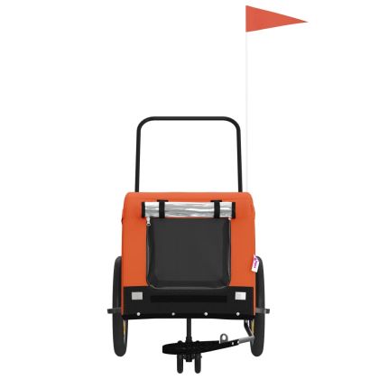 Ремарке за колело за любимци оранжев черен Оксфорд плат желязо