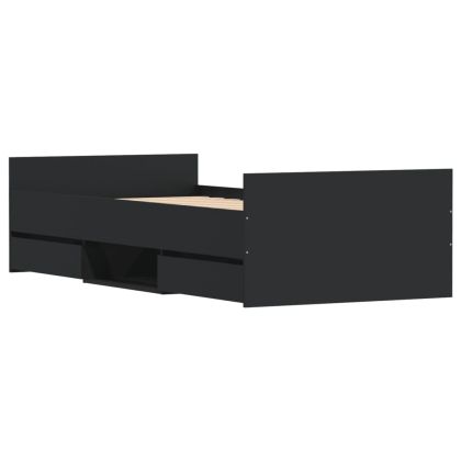 Рамка за легло с горна и долна табла, черна, 100x200 см