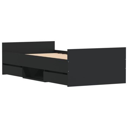 Рамка за легло с горна и долна табла, черна, 100x200 см