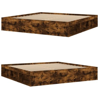 Рамка за легло, опушен дъб, 200x200 см