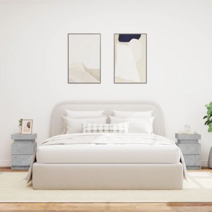 Нощни шкафчета с LED осветление, 2 бр, бетонно сив, 35x39x55 см