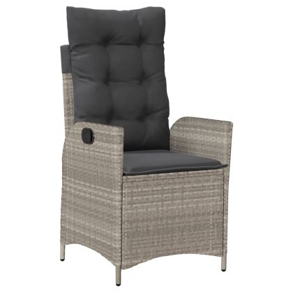 Накланящ се градински стол с възглавници светлосив полиратан