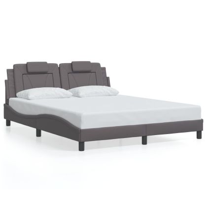 Рамка за легло с табла, сива, 160x200 см, изкуствена кожа