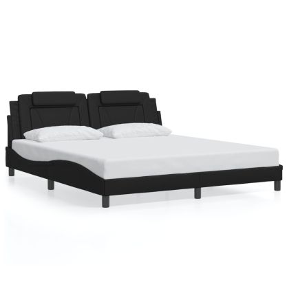 Рамка за легло с табла, черна, 180x200 см, изкуствена кожа