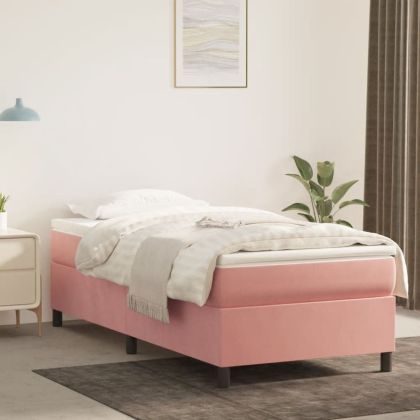 Рамка за легло, розова, 90x190 см, кадифе