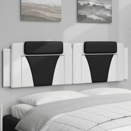 Мека табла за легло, бяла и черна, 180 см, изкуствена кожа