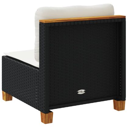 Градинско кресло без подлакътници с възглавници черен полиратан