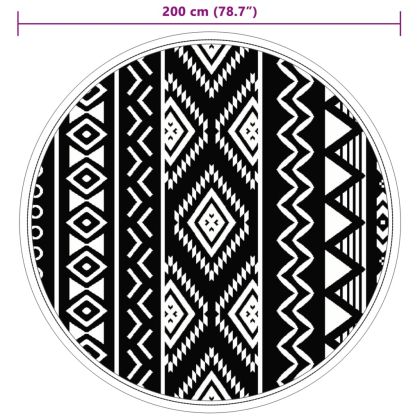 Килим за открито, ARAKIL черен, Ø200 см, PP