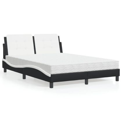 Легло с матрак, черно и бяло, 120x200 см, изкуствена кожа