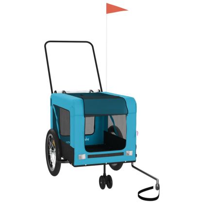 Ремарке за колело за любимци синьо черно Оксфорд плат и желязо