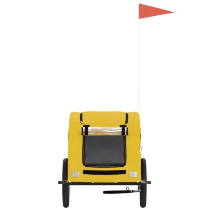 Ремарке за колело за любимци жълт Оксфорд плат и желязо