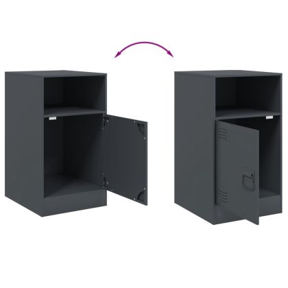 Нощно шкафче, антрацит, 34,5x39x62 см, стомана