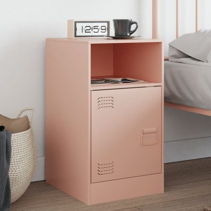 Нощно шкафче, розово, 34,5x39x62 см, стомана