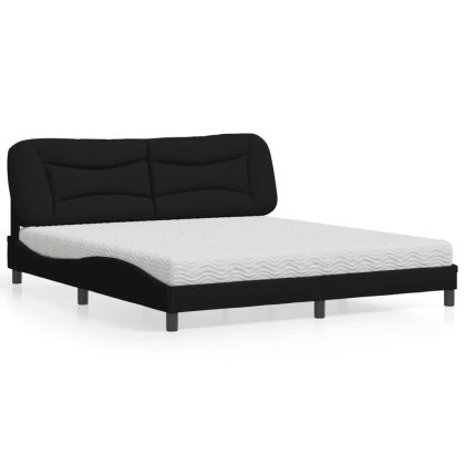 Легло с матрак, черно, 180x200 см, плат