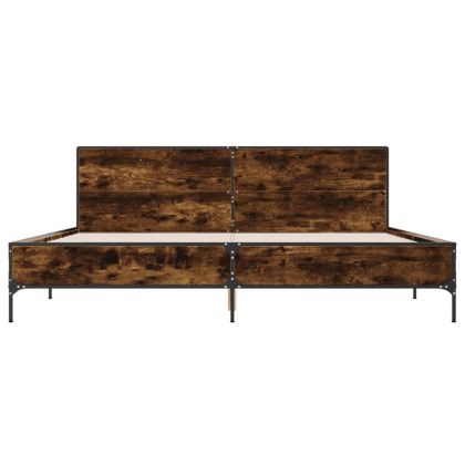 Рамка за легло, опушен дъб, 180x200 см, инженерно дърво и метал