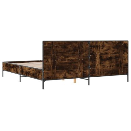 Рамка за легло, опушен дъб, 180x200 см, инженерно дърво и метал