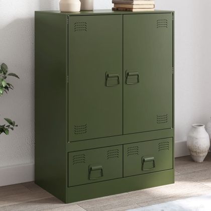 Висок шкаф, маслиненозелен, 67x39x95 см, стомана