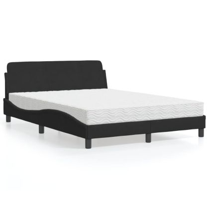 Легло с матрак, черно, 140x190 см, кадифе