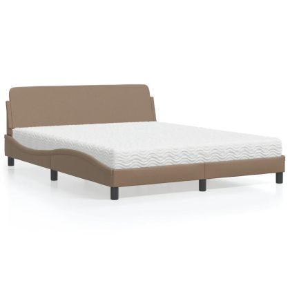 Легло с матрак, капучино, 160x200 см, изкуствена кожа