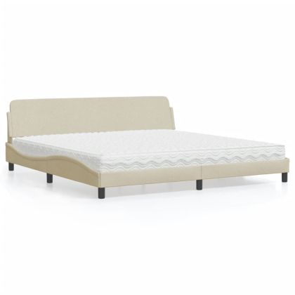 Легло с матрак, кремаво, 200x200 см, плат