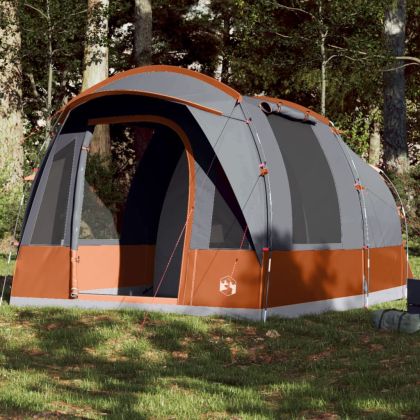 Къмпинг палатка тунелна за 3 души сиво и оранжево водоустойчива
