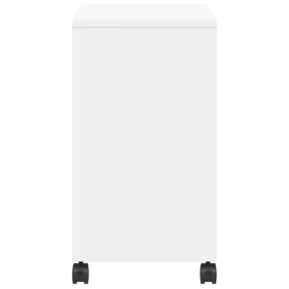 Помощна маса с колелца бяла 50x30x55 см инженерно дърво