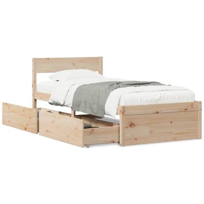 Рамка за легло с чекмеджета, 100x200 см, борово дърво масив