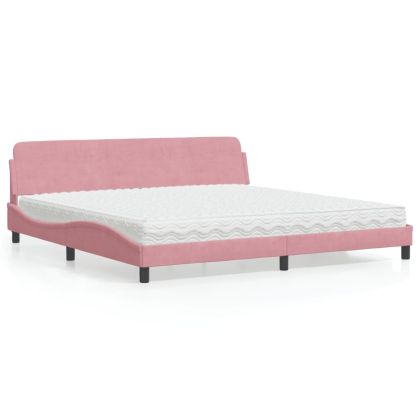 Легло с матрак, розово, 200x200 см, кадифе