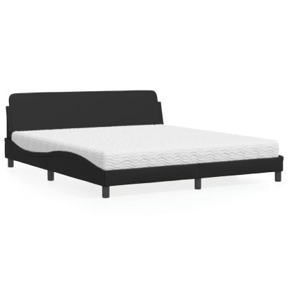 Легло с матрак, черно, 180x200 см, изкуствена кожа